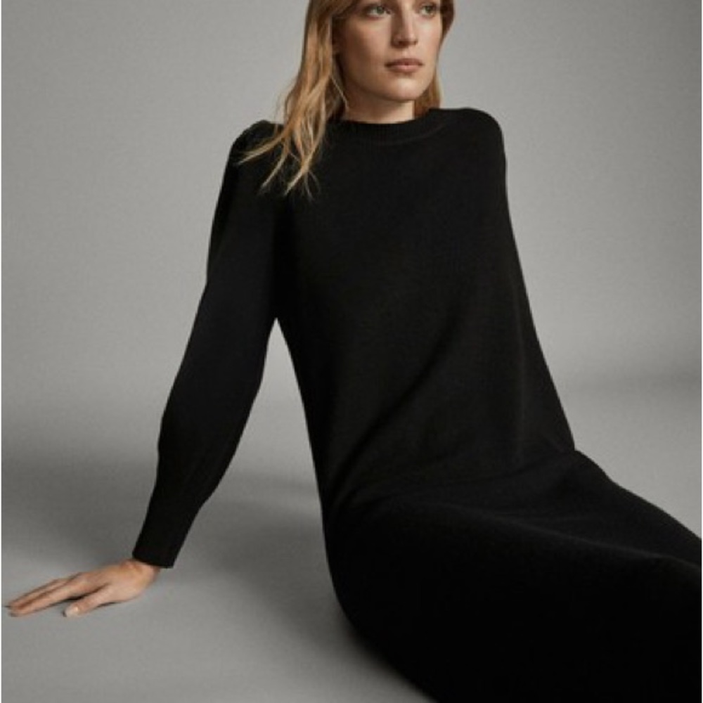 Massimo Dutti Black Wool Cashmere Sweater